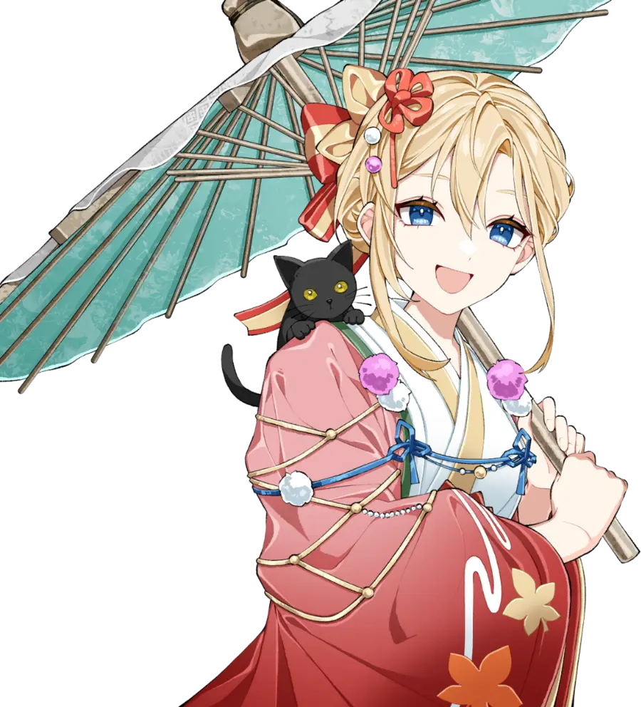 和傘を持つオノコロ矢白のアニメイラスト